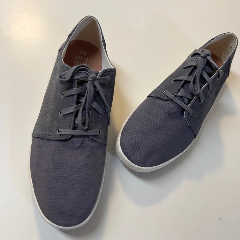TOMS Mens Dark Gray Classic Lace Up Flat Casual Shoes Size 13